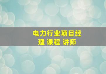 电力行业项目经理 课程 讲师